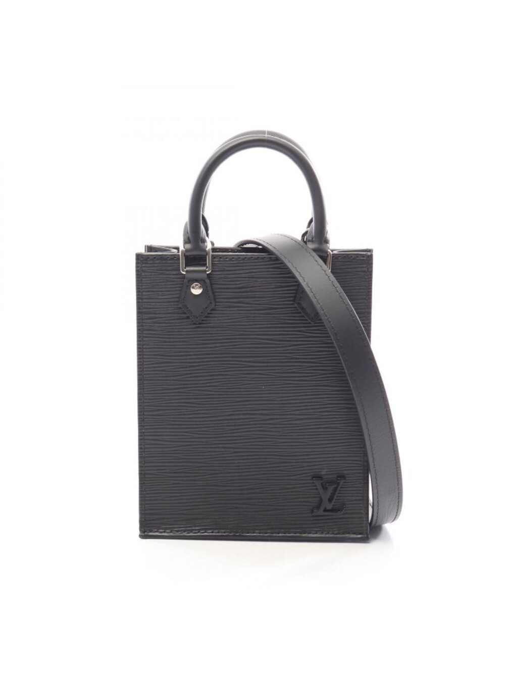 Louis Vuitton Handbag Sac Plat 2-Way Noir Leather Petite